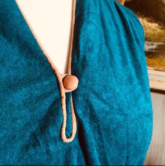 Vintage 1970s Turquoise Terry Cloth Dress - Picture 5 of 5
